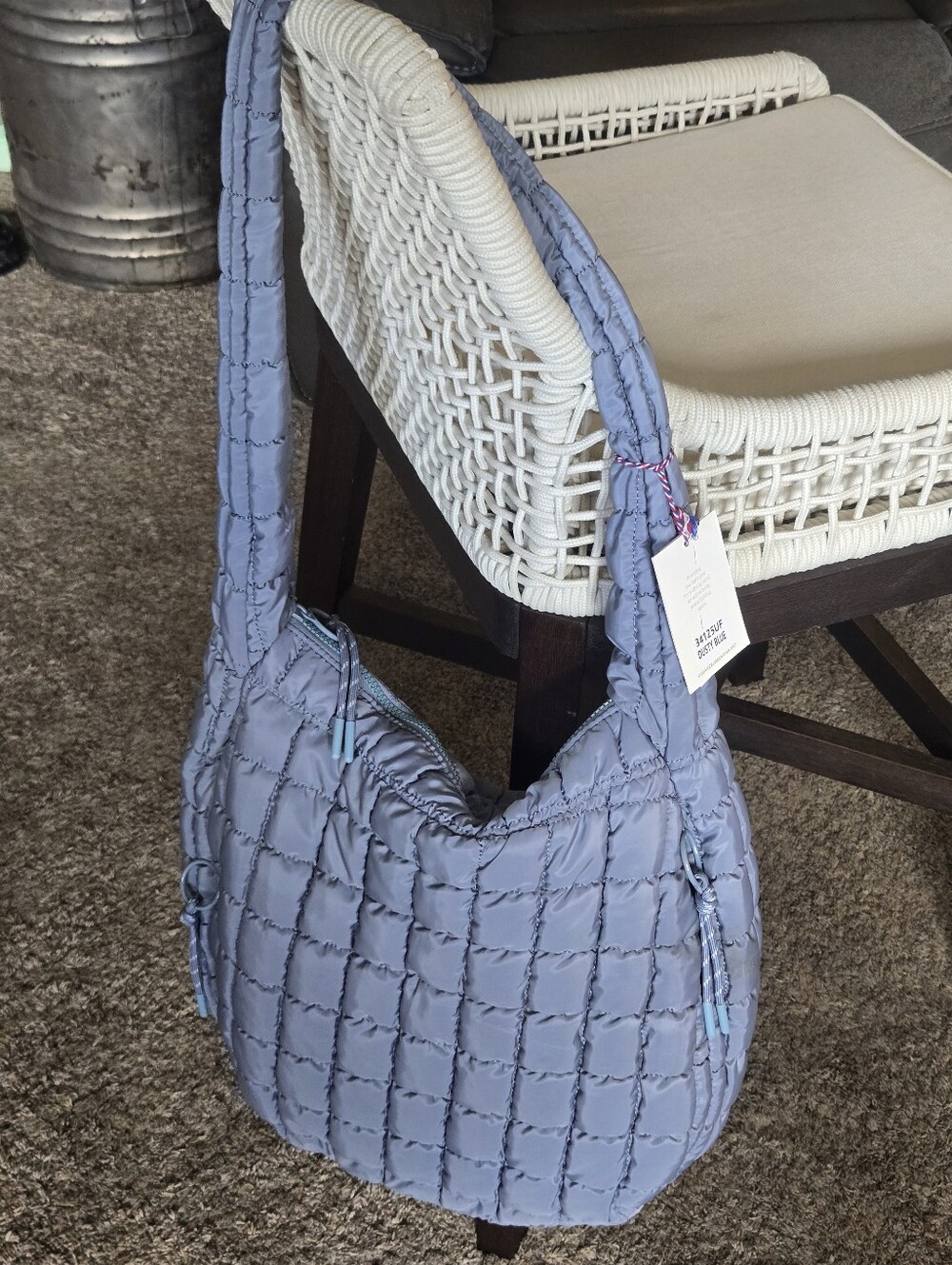 Viral Urban Expressions Puffy Quilted Carry-All Blue Crossbody Bag